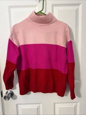 GAP Pink, Fuchsia & Red Colorblock Mock Neck Sweater